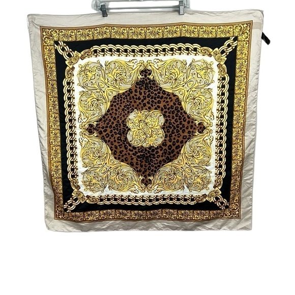 Vintage Art of The Scarf Cheetah Chain Print Scarf - Picture 1 of 10